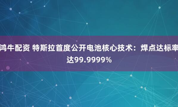 鸿牛配资 特斯拉首度公开电池核心技术：焊点达标率达99.9999%